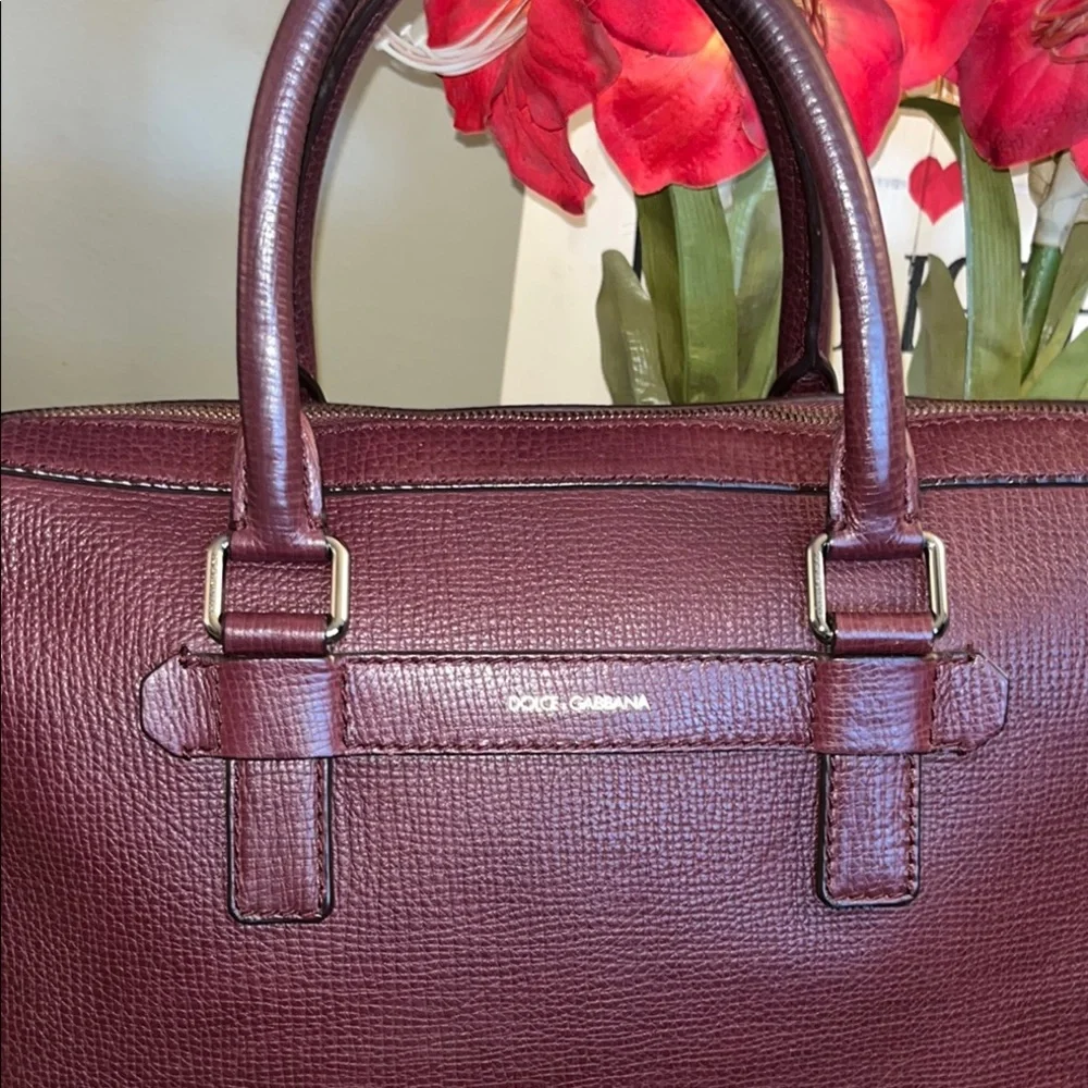 Dolce & Gabbana Mediterraneo Bordeaux Brick Red Laptop Bag Structured Design EUC